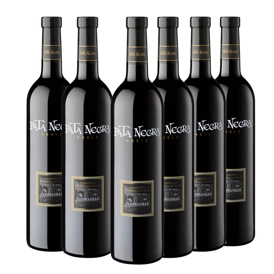 Pata Negra Reserva Vino Tinto Tempranillo D.O Valdepeñas - Caja de 6  Botellas x 750 ml : : Alimentación y bebidas